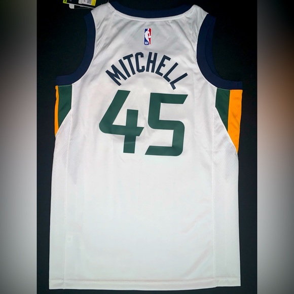 NWT Nike Donovan Mitchell Utah Jazz #45 White Association Swingman Jersey 40 S - Picture 5 of 6